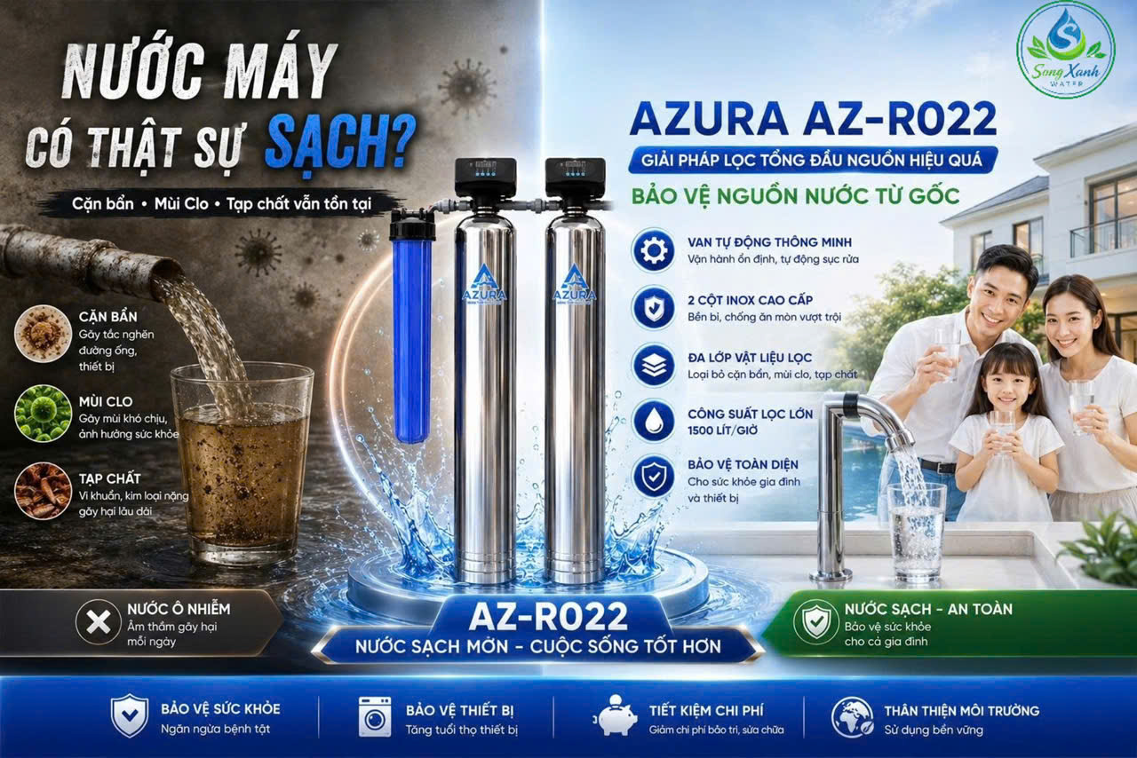 Lọc Tổng 4 Cấp Lọc-AZ-R017, lọc nước uống, lọc nước sinh hoạt, lọc tổng, lọc nước đầu nguồn, lọc nước máy, lọc nước tốt, lọc nước giá rẻ, lọc nước