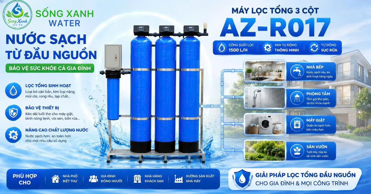 Lọc Tổng 4 Cấp Lọc-AZ-R017, lọc nước uống, lọc nước sinh hoạt, lọc tổng, lọc nước đầu nguồn, lọc nước máy, lọc nước tốt, lọc nước giá rẻ, lọc nước 