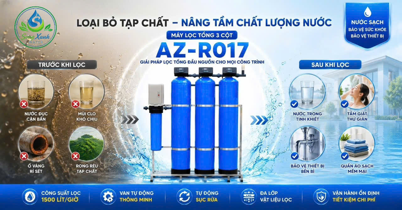 Lọc Tổng 4 Cấp Lọc-AZ-R017, lọc nước uống, lọc nước sinh hoạt, lọc tổng, lọc nước đầu nguồn, lọc nước máy, lọc nước tốt, lọc nước giá rẻ, lọc nước