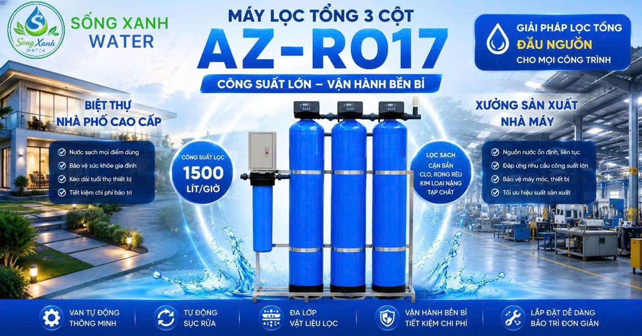 Lọc Tổng 4 Cấp Lọc-AZ-R017, lọc nước uống, lọc nước sinh hoạt, lọc tổng, lọc nước đầu nguồn, lọc nước máy, lọc nước tốt, lọc nước giá rẻ, lọc nước