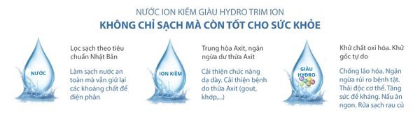 nước ion kiềm giàu Hydro có cấu trúc phân tử nước nhỏ hơn nước thường, uống ngon và mịn hơn, dễ thẩm thấu, thải độc nhanh và nấu ăn ngon