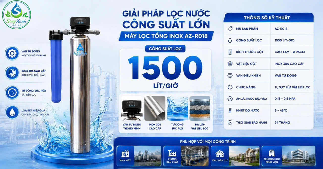 Lọc Tổng 4 Cấp Lọc-AZ-R017, lọc nước uống, lọc nước sinh hoạt, lọc tổng, lọc nước đầu nguồn, lọc nước máy, lọc nước tốt, lọc nước giá rẻ, lọc nước