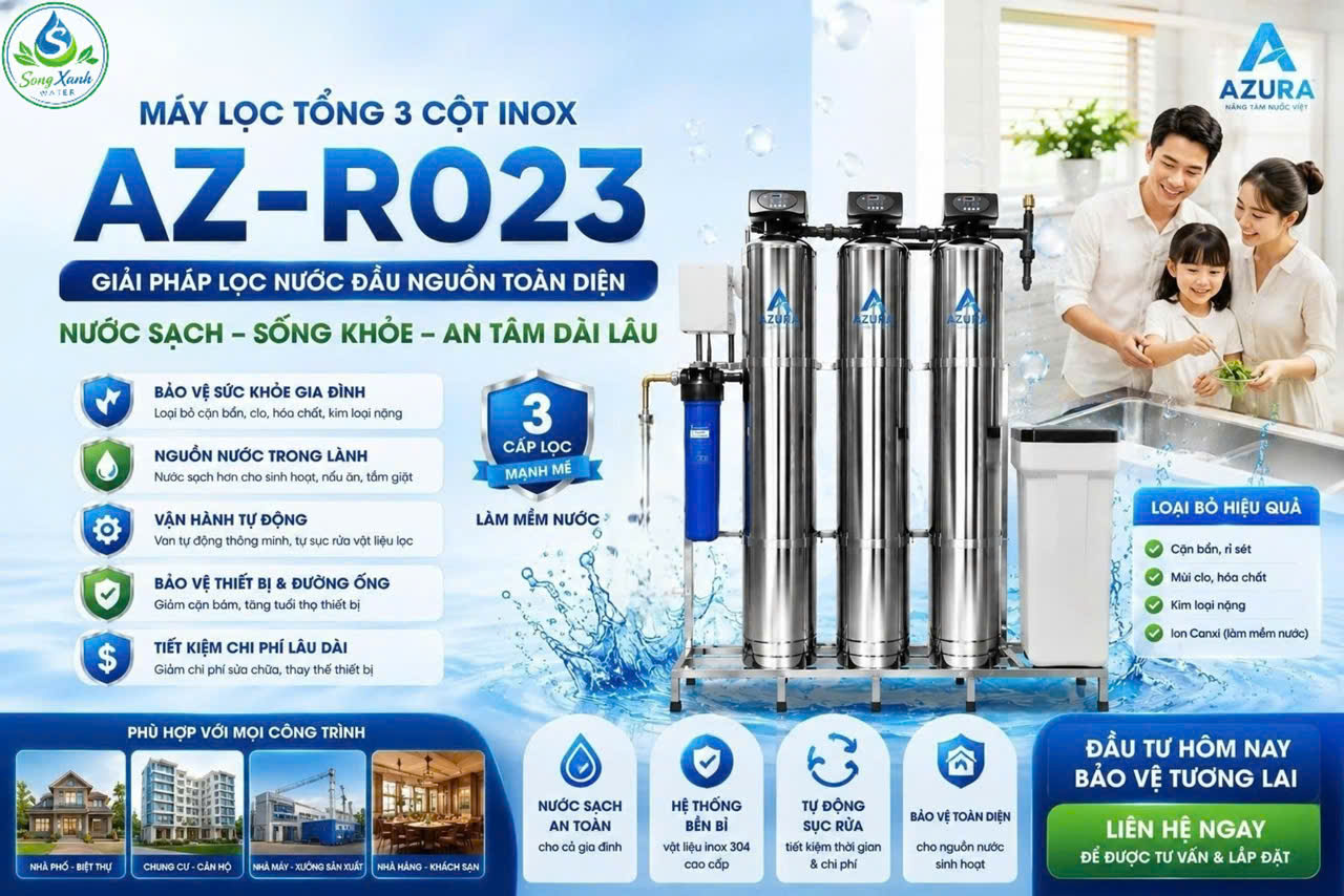 Bộ Lọc Tổng 4 Cấp Lọc AZ-R023, Lọc tổng, lọc đầu nguồn, lọc nước sinh hoạt, lọc nước giá tốt, lọc nước Đà Nẵng, Lọc nước sạch