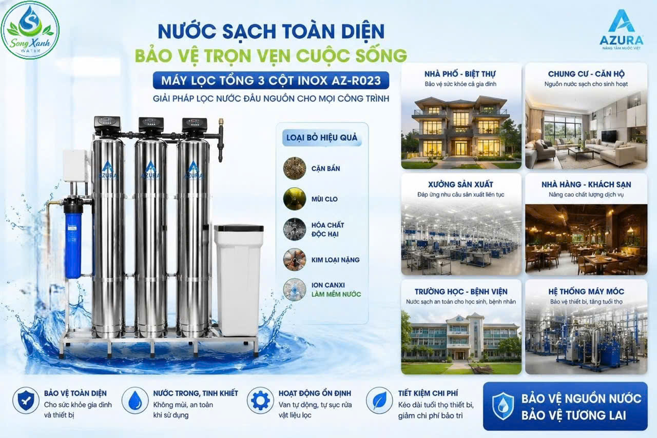 Bộ Lọc Tổng 4 Cấp Lọc AZ-R023, Lọc tổng, lọc đầu nguồn, lọc nước sinh hoạt, lọc nước giá tốt, lọc nước Đà Nẵng, Lọc nước sạch